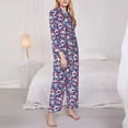 thumbnail image 3 of Fuzoiu daisy Skull red flower Print Women's Long-Sleeved Pajama,Lounge Button Down Nightwear,Womens Notch Collar Pajama Set-X-Large, 3 of 7