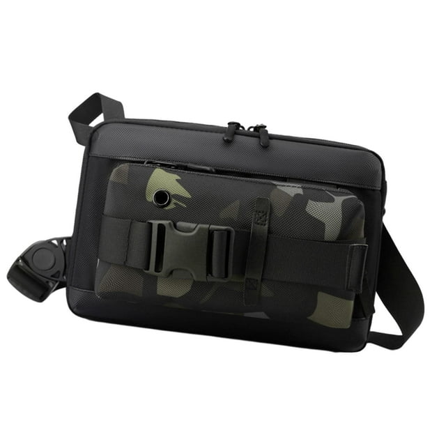 Bolso de pecho para hombre, bolso de hombro, mochila con cremallera, correa ajustable a la moda, bolso cruzado, riñonera para correr, gimnasio, viajar , camuflaje Negro y verde Yuyangstore Bolsa de pecho