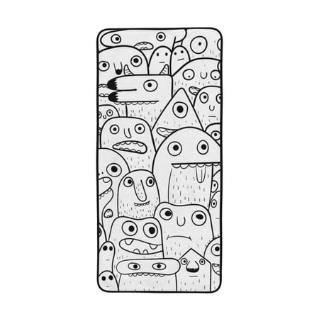LNWH Bath Towel, Monster Doodle Pattern Absorbent Coral Fleece Bath Towel for Bathroom, Gym, Beach-27x55in