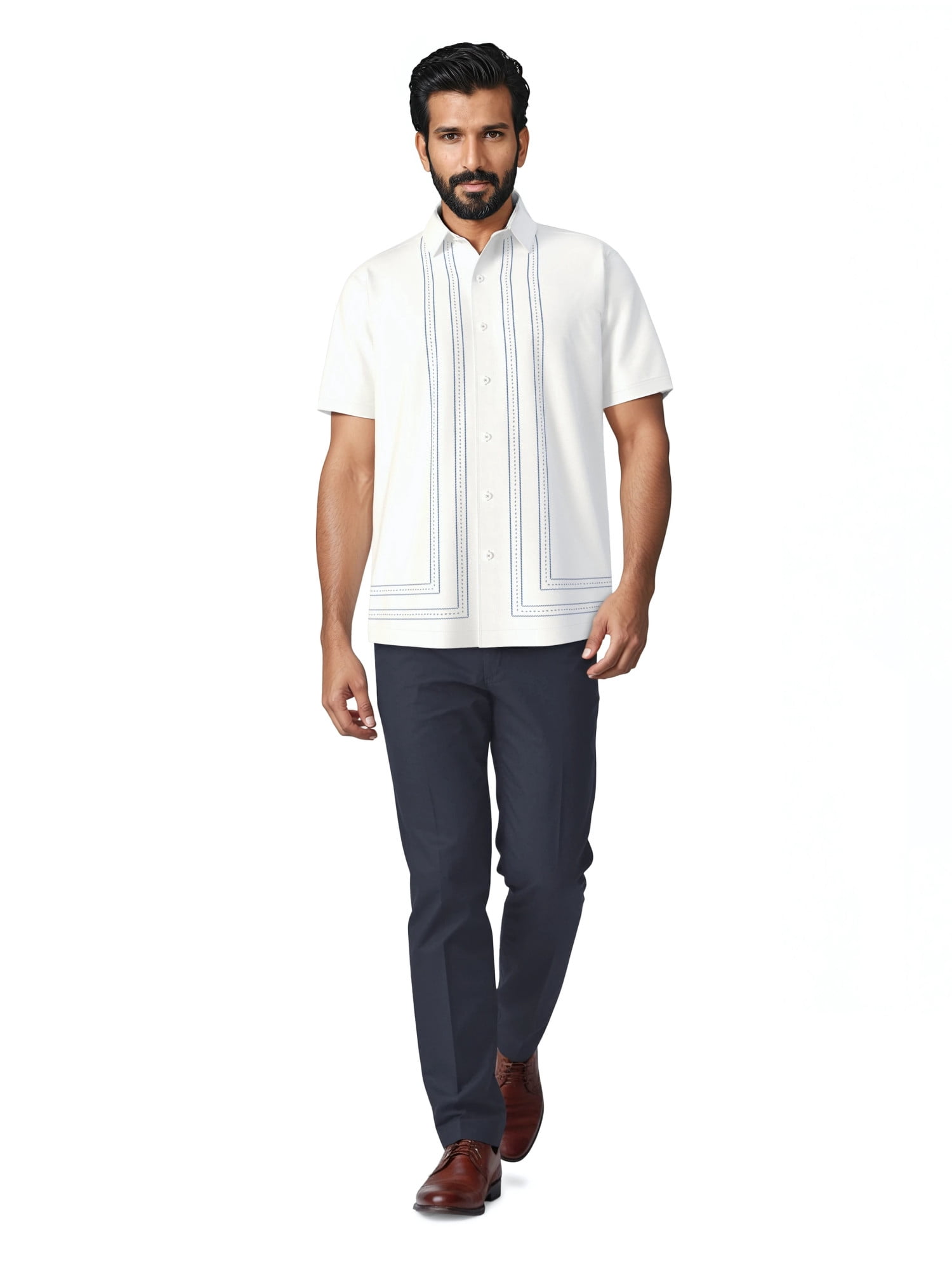 Cafe Luna Men's and Big Men's Printed L-Shape Short Sleeve Woven Shirt, Size S-4XL
