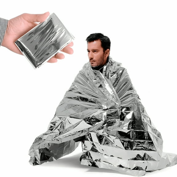 AUQ 2 Pack - Emergency Solar Blanket Survival Safety Insulating Thermal Heat, Camping Blanket, Emergency Blanket, Thermal Blanket, Space Blanket, Survival Blanket