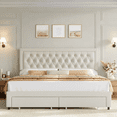 thumbnail image 6 of Homfa Full Size Bed Frame with Storage, Linen Upholstered Platform Bed with 2 Storage Drawers & Adjustable Button Headboard, Beige, 6 of 10