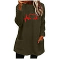 thumbnail image 2 of WEAIXIMIUNG Sweatshirts Mama pour Femmes Grande Taille Sweat à Capuche Ample Cœur Imprimé Ekg Double Poche Col Rond Manches Longues, 2 of 4