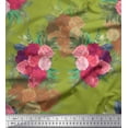 thumbnail image 1 of Soimoi Green Cotton Duck Fabric Leaves & Austin Rose Floral Print Fabric by Yard 56 Inch Wide, 1 of 3
