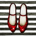 thumbnail image 2 of Atelier B Art Studio 20x20 Black Ornate Wood Framed with Double Matting Museum Art Print Titled - RED GLOSSY SHOES ON STRIPED BACKGROUND, 2 of 4