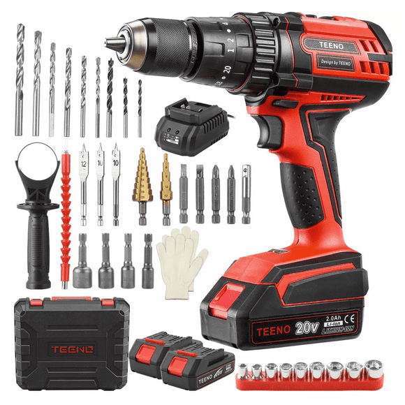 Taladro Rotomartillo 1/2 BLOOSOM Teeno-915 Set 2 Baterias Negro/Rojo