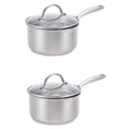 thumbnail image 1 of Hamilton Beach 2.5 Quart Stainless Steel Pouring Spout Sauce Pan & Lid (2 Pack), 1 of 4