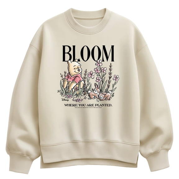 Winnie the Pooh - Bloom Where You Are Planted - Women's Oversized Fleece Crew Sweatshirt