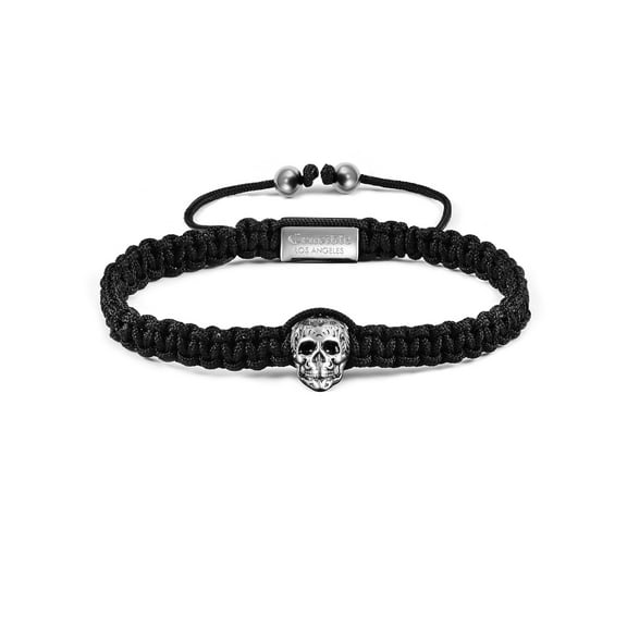 Crucible Jewelry Men's Antique Stainless Steel Skull Nylon Cord Adjustable Bracelet
