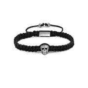 Crucible Jewelry Men's Antique Stainless Steel Skull Nylon Cord Adjustable Bracelet