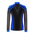 thumbnail image 3 of RUNQHUI Kids Boys Shiny Rhinestone Long Sleeve Figure Ice Skating Top Tees Performance Competition T-Shirts Royal Blue 16, 3 of 7
