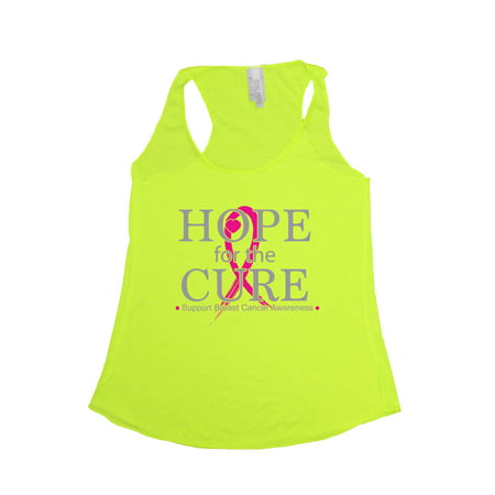 Women's Hope for the Cure Breast Cancer Awareness Tri Blend Tank NEON (Best Tri Suit For Large Breasts)