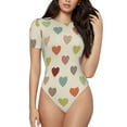 thumbnail image 2 of Goofa Heart Polka Dot Printed Women Rash Guard Short Sleeve,Tummy control Swimsuit Surfing Swimsuit Bathing Suit One Piece Swimsuit UPF 50-X-Large, 2 of 9
