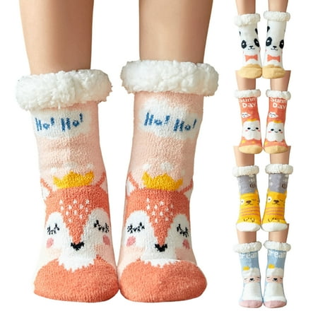

MEGAWHEELS Women Slipper Socks Cute Cartoon Animals Thermal Socks Winter Fuzzy Thick Fleece Lining Socks for Girl Women Christmas Gift