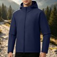 thumbnail image 2 of IROINNID Mens Full Zip Hooded Jacket Windproof Water Resistant Fleece Lined Outdoor Coat Long Sleeve Solid Color Casual Lightweight Winter Outerwear for Daily Commute, 2 of 5