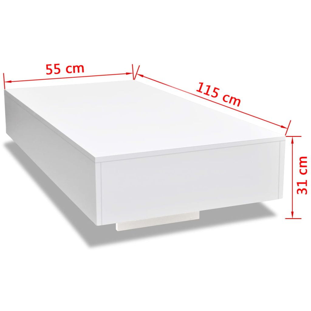 Kepooman Modern High Gloss Rectangular Accent Tea Side Table for Living Room, 45.3" x 21.7" x 12.2", White Kepooman Modern High Gloss Rectangular Accent Tea Side Table for Living Room, 45.3" x 21.7" x 12.2", White