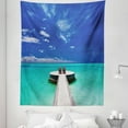 thumbnail image 1 of Travel Tapestry, Idyllic Maldives Lagoon Honeymoon Romance Holiday Vacation Seaside Picture, Fabric Wall Hanging Decor for Bedroom Living Room Dorm, 5 Sizes, Turquoise White Blue, by Ambesonne, 1 of 1
