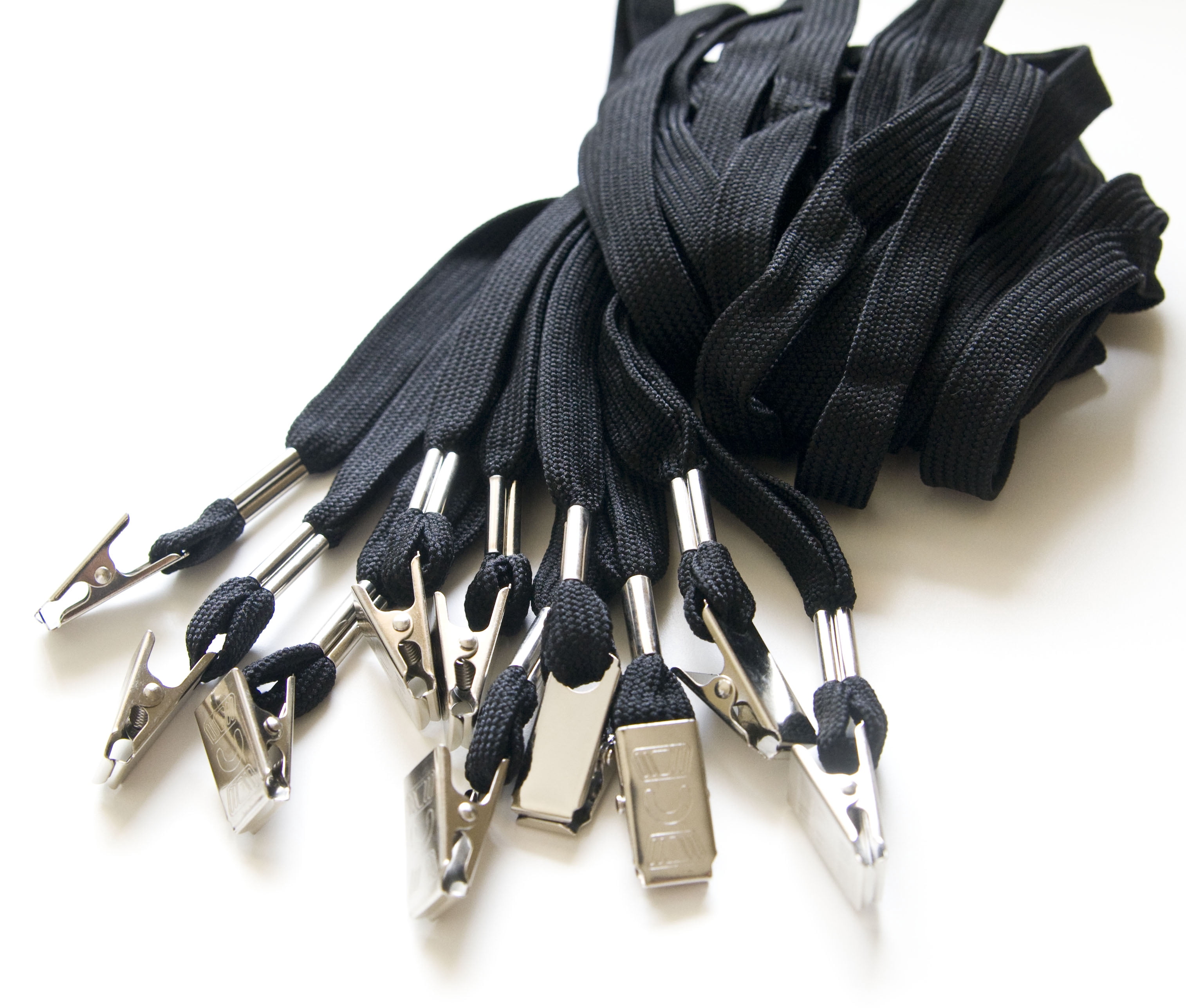 100pcs Flat ID Neck Lanyards for Badges with Bulldog Clip, Black by OnDepot
