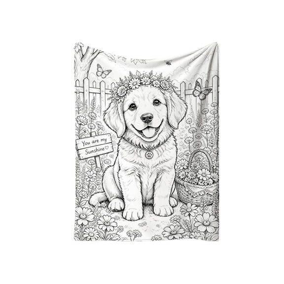 Washable DIY Coloring Blanket with Markers, Color Your Own Throw Blanket for Adults & Kids, Creative DIY Colorings Art Blankets, Personalized Home Decor for Gifts & Holidays