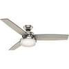 Hunter Sentinel 52" Modern Ceiling Fan with LED Light and Remote, Brushed Silver