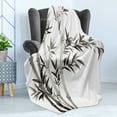 thumbnail image 4 of Bamboo Print Soft Flannel Fleece Blanket, Traditional Bamboo Leaves Meaning Wisdom Growth Renewal Unleash Your Power Art, Cozy Plush for Indoor and Outdoor Use, 70" x 90", Grey White, by Ambesonne, 4 of 5