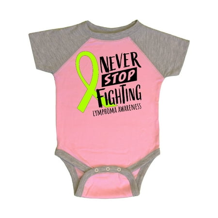 

Inktastic Never Stop Fighting Lymphoma Awareness Gift Baby Boy or Baby Girl Bodysuit