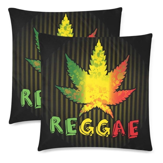 ARTJIA Reggae Background Pillow Covers Pillow Cases Two Sides Printing 18x18 inches ,Set of 2