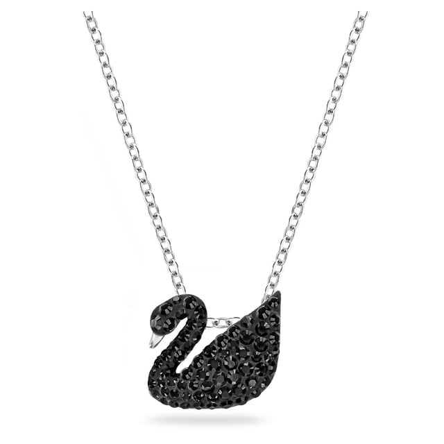Collar con colgante de cisne de Swarovski con pavé de cristal negro