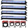 4 American DJ MEGA GO BAR 50 RGBA Rechargeable Battery Powered Wash Lights+Cables