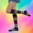 thumbnail image 2 of IWRICH Women's Striped Knee High Socks Funny Novelty Athletic Colorful Stripe Cute Stockings Tube Socks Black, 2 of 4