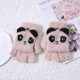 thumbnail image 4 of 2 guantes de lana con solapa de medio dedo de panda, de punto de felpa, resistentes al frío, gruesos, 747, 4 of 5