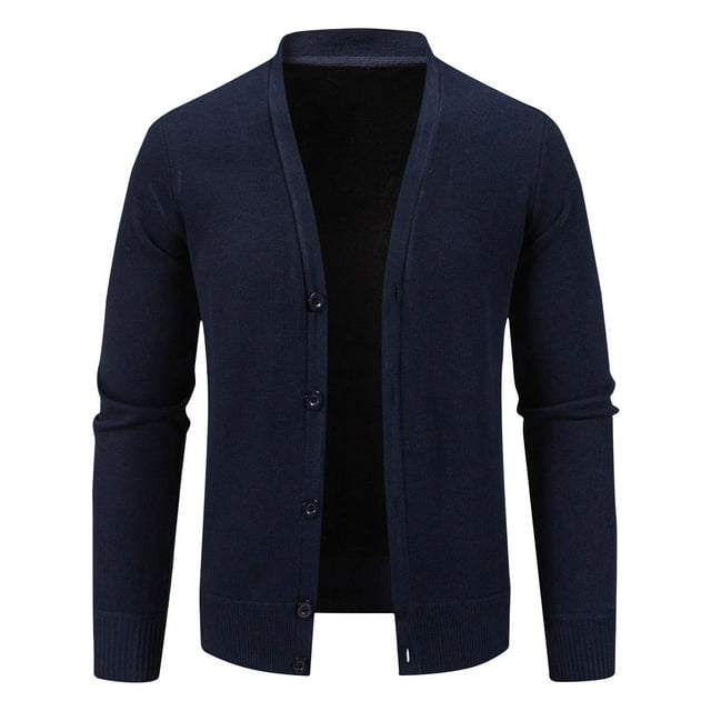 Cameland Cardigan pour Hommes Couleur Unie Design Texturé Veste en Tricot à Boutons