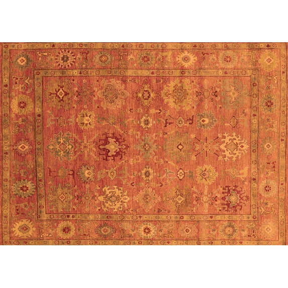 Ahgly Company Indoor Rectangle Oriental Orange Industrial Area Rugs, 2' x 4'