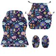 thumbnail image 4 of Whosucclay Purple Hippie Flower Print Gaming Chair Cover, Stretchable Elastic Computer Desk Chair Cover with Armrest Covers, 4Pcs Soft Non Fading Office Chairs Covers Slipcovers, 4 of 8