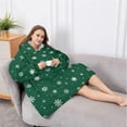 thumbnail image 5 of Oversized Wearable Blanket Hoodie,Green Christmas Snowflake Pattern Sherpa Blanket Hoodie with Super Pockets,Super Warm Fuzzy Pullover for Women & Men, 5 of 6