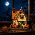 thumbnail image 4 of Light-Up Pumpkin House Tabletop Decoration – Glowing Fall & Halloween Ornament – Battery-Operated Resin Pumpkin Cottage for Desk, Shelf or Mantel, 4 of 8