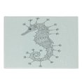 thumbnail image 1 of Animal Cutting Board, Seahorse Mediterranean Culture Roman Poseidon Heraldic Sign Print, Decorative Tempered Glass Cutting and Serving Board, Small Size, Charcoal Grey White, by Ambesonne, 1 of 1