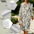 thumbnail image 5 of DISNIMO Dresses for Women Floral Printed Linen-Like Casual Maxi Dress V Neck Dress 3/4 Sleeve Loose Fit Shift Dresses, 2XL, 5 of 6