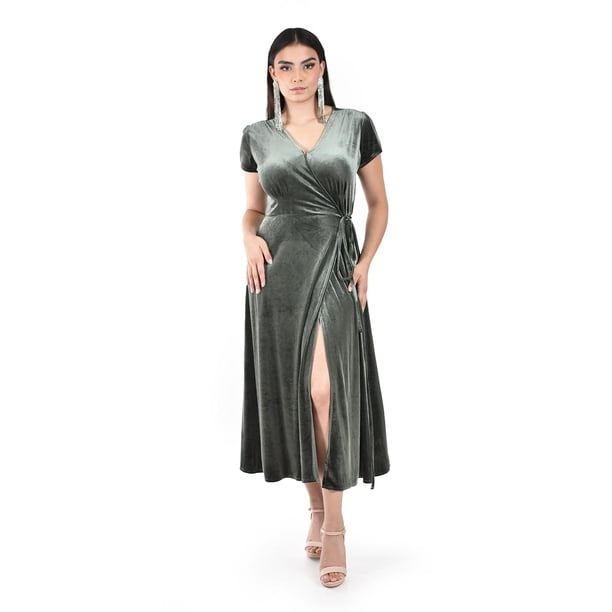 Vestido envolvente de terciopelo Roman Fashion /Juvenil, 3836 (Verde militar) verde oscuro M