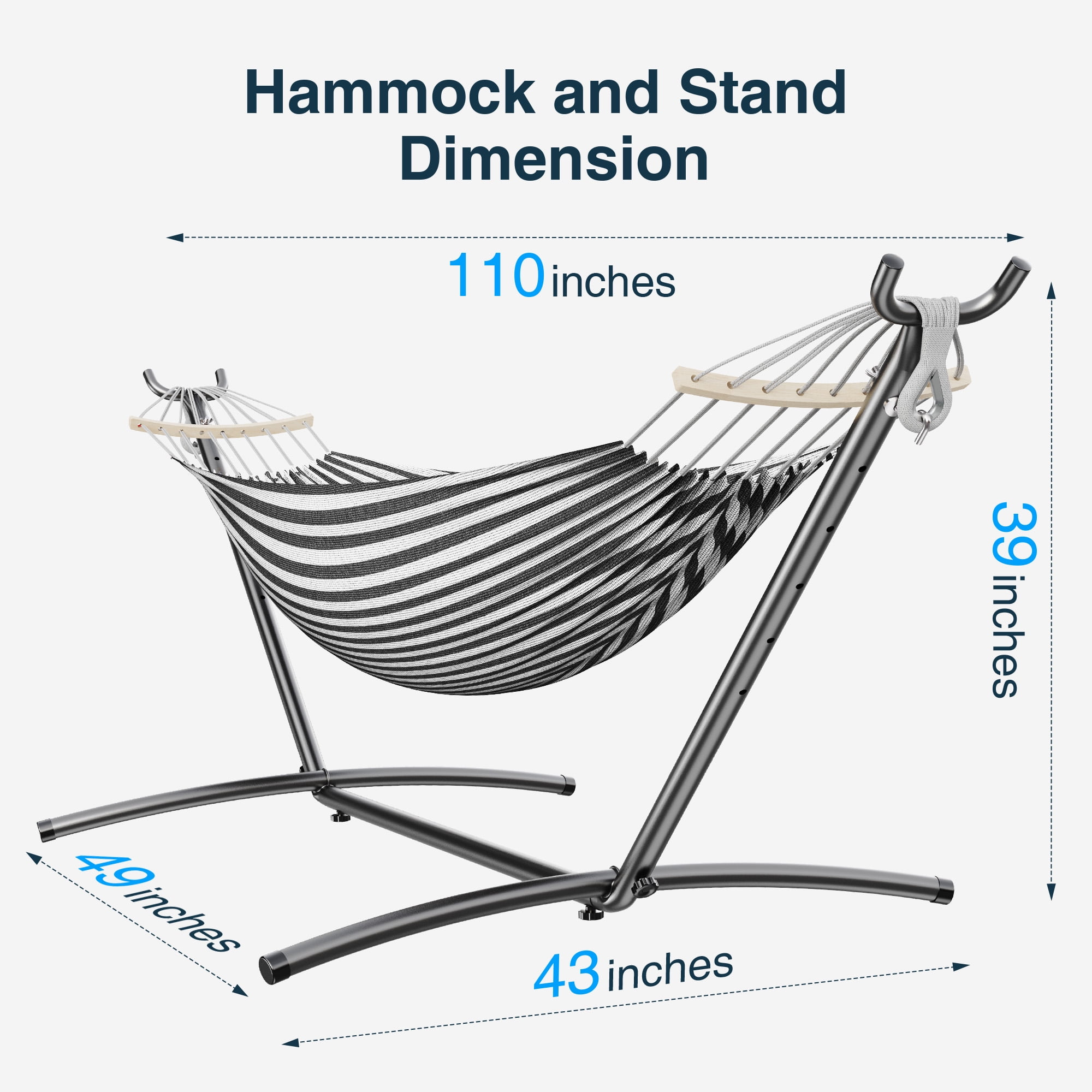KEESTP Comfortable 2 Person Hammock with Stand,Portable Detachable Brazilian Hammock,450lb Capacity - Black