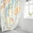 thumbnail image 2 of Extra Long Shower Curtain 72 x 84 Inch, Tall Cute Floral Shower Curtain for Bathroom, Orange Wildflower Boho Cottagecore Fabric Shower Curtain Set with Hooks, 2 of 5