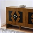 thumbnail image 2 of Sideboard 60” Mid Century Modern Walnut Buffet Cabinet with Adjustable Shelves & Outlet Holes | P2 MDF + Solid Wood, 2 of 12