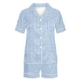 thumbnail image 4 of cfhntfmh 2 Piece Pajama Sets for Women Casual Print Collared Buttons down Soft Sleepwear Shirts Comfy Wide Leg Shorts Pjs Sets, 4 of 4