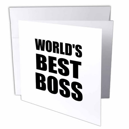 3dRose Worlds Best Boss in black - great text design for the greatest boss, Greeting Cards, 6 x 6 inches, set of
