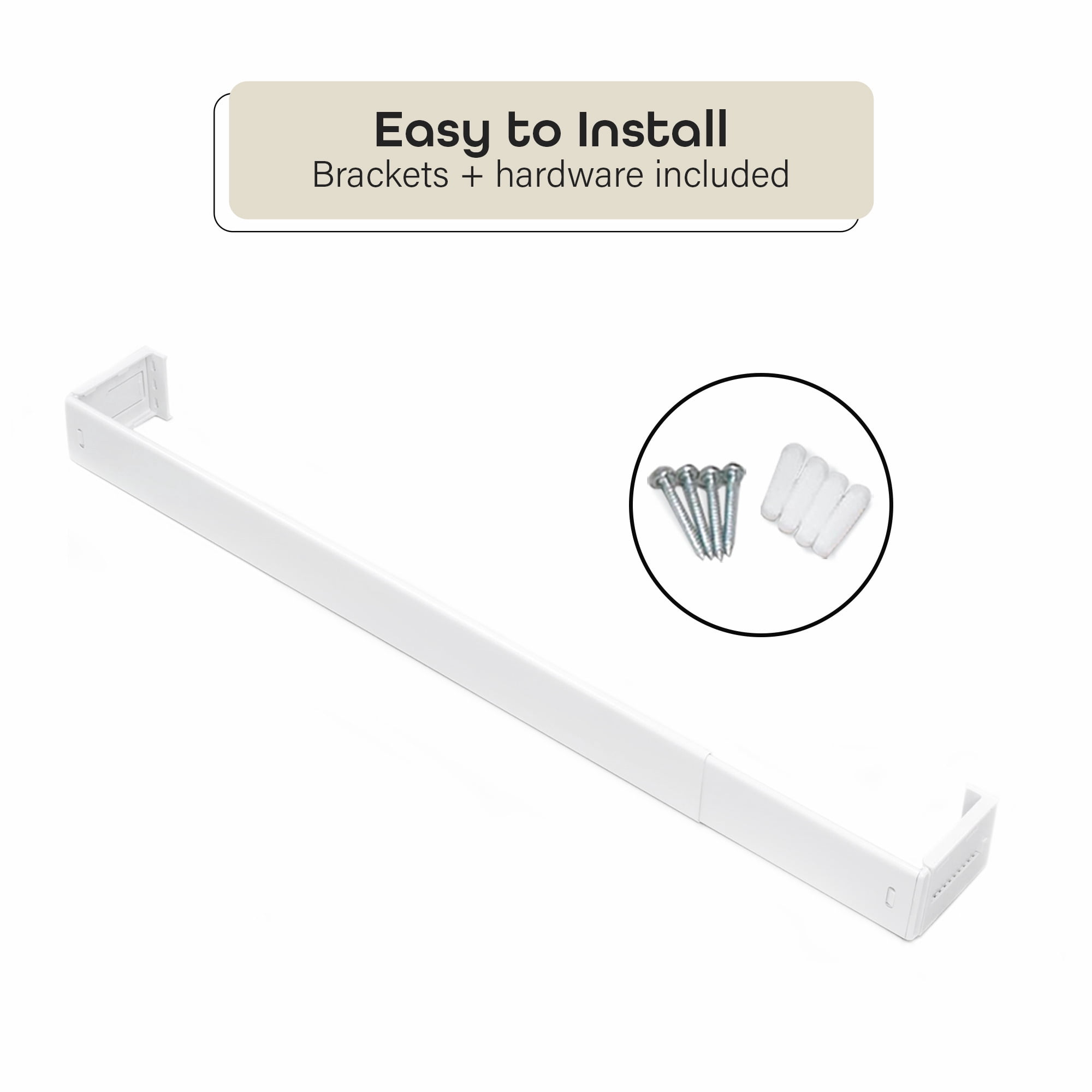 Achim Fantasia 2.5" Wide Curtain Rod, 28-48", White