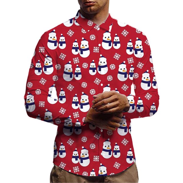 Innerwin Chemise Tunique Boutonnée pour Hommes Col à Revers Confortable Rouge 2TG