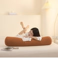 thumbnail image 6 of Round Bolster Pillow with Removable Cover, 40 x 15 cm Filled Cylinder Cushion for Sofa Bed and Legs, Brown, 6 of 6