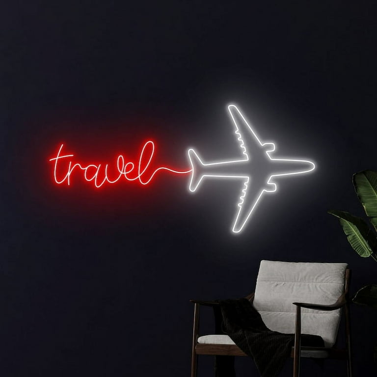 Handmadetneonsign AirPlane Travel Neon Sign, AirPlane Led Sign
