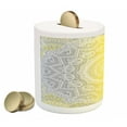 thumbnail image 2 of Grey and Yellow Piggy Bank, Mandala Ombre Old Boho Pattern with Spiral Round Floral Print, Ceramic Coin Bank Money Box for Cash Saving, 3.6" X 3.2", Yellow Grey, by Ambesonne, 2 of 4