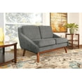 thumbnail image 2 of Mid-Century Loveseat in Charcoal Fabric with Coffee Finish Legs, 2 of 8